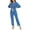 Azure, variant on Women's 100% Cotton Long Sleeve Pajama Sets Button Down Notched Collar Sleepwear Soft Lounge Pjs with Pockets (Pink,S)