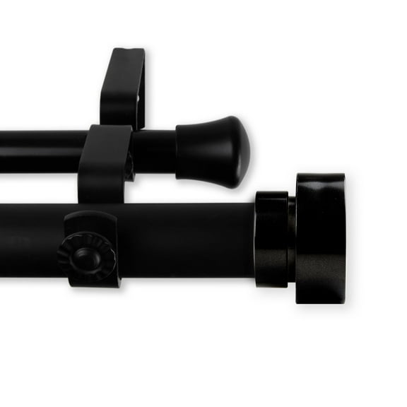 Contemporary Home Living 86.25" Black Solid Contemporary Double Curtain Rod