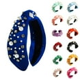 Yuelianxi Headband Womens Diamond Pearl Denim Fabric Headband High Head