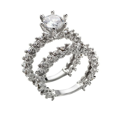 2Pcs Diamond Ring Ring Delicate Design Light Ring New Creative Ring Can Be Stacked To Wear Women Fashion Ring US 5 6 7 8 9 10 11 12,jewelry,Deals of The Day