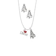 thumbnail image 2 of Delight Jewelry Silvertone I love Dance with Red Heart Silver tone Zig Zag Christmas Tree Charm Necklace and Stud Earrings, 2 of 4