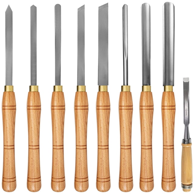 Juego de cinceles para madera Vevor de 8 piezas con caja de madera HSS Steel