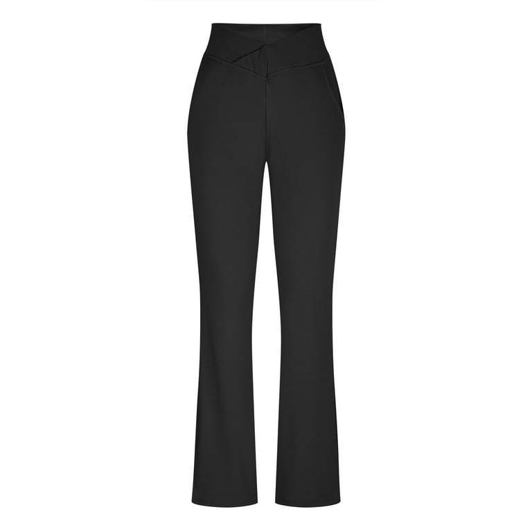 Amaping Women's Crossover Leggings Seamless High Waist Yoga Pants  Comfortable Ankle Length Pockets Workout Pants 