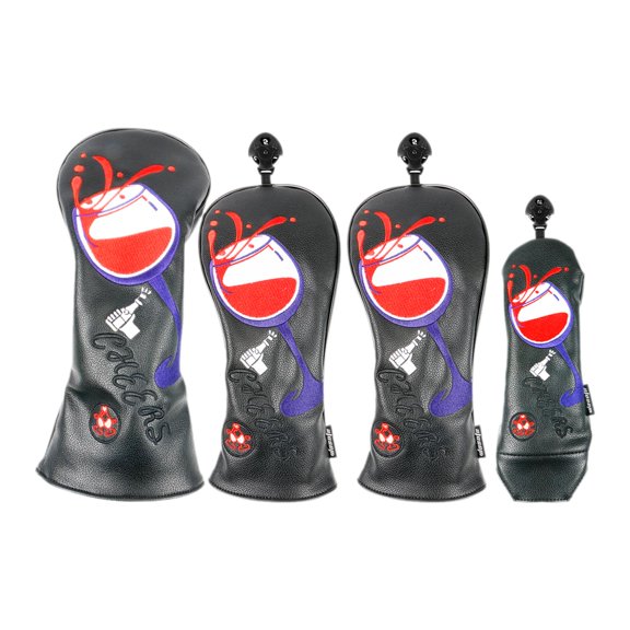 4x Golf Club Head Covers Golf Wood Headcover Protector Head Covers Guard Fashion with Number Tag for Golfer Gift Unisex Accessories Cup Black
