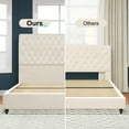 thumbnail image 6 of Merluxy Queen Bed Frame with Upholstered Tufted Sleigh Headboard, Velvet Cream, 6 of 9