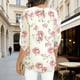 thumbnail image 5 of TaTaai Women's V-Neck Chiffon Shirt Double Layer Three-Quarter Sleeve Loose Blouse Floral Print A-Line Top Breathable Elegant Wear Gift, 5 of 6