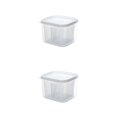 thumbnail image 1 of Matsuzay Caja de mantenimiento fresco PP Refrigerador Fruta Verdura Jengibre Ajo Drenaje Crisper con tapa Filtro de frescura cuadrado Cesta Transparente 2piezas, 1 of 6