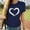 Navy, variant on Pntutb Womens Plus Size Short Sleeves Crewneck Heart-Shaped Print Casual Tops Blouse T-Shirt Clothes