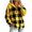 Yellow, variant on Staron Plaid Hoodies for Women Casual Oversized Long Sleeve Hooded Sweatshirt Button Down Checkered Patterned Loose Comfy Fall Winter Coat Cardigan Jacket Army Green L