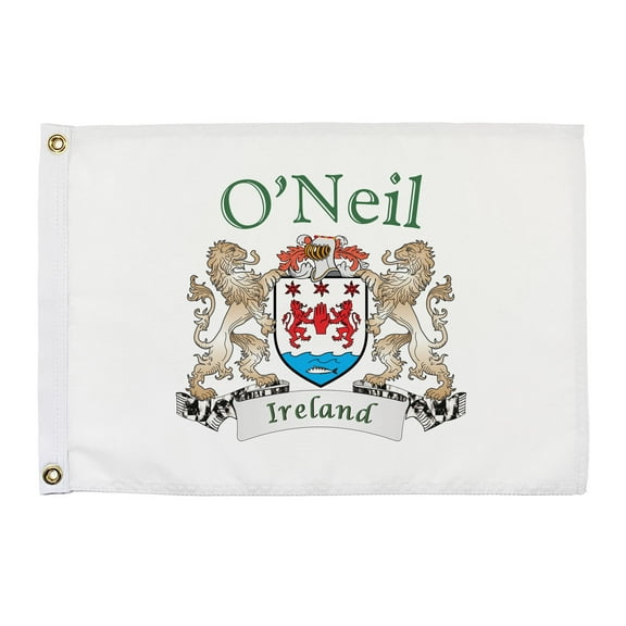 O'Neil Irish Coat of Arms Small White Flag - 16"x10.5" inches