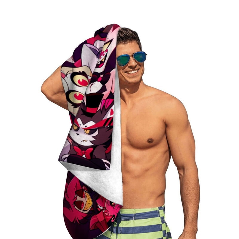 Hazbin Hotel Anime Gifts Beach Towel for Women Kids Birthday Bath Outdoor Quick Dry Lightweight 30.7×63in