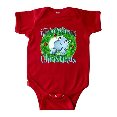 

Inktastic I want a Hippopotamus for Christmas Gift Baby Boy or Baby Girl Bodysuit