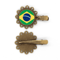 thumbnail image 1 of Brasil Nacional país símbolo Mark patron de América del Sur Tocado de pieza de pelo de horquilla de flor de metal vintage, 1 of 3