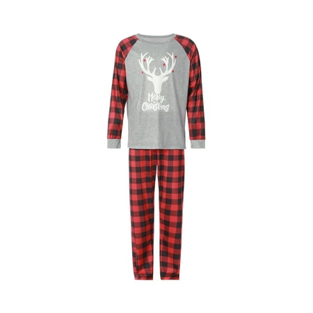 

Liliz Matching Family Christmas Pajamas Casual Deer Tops + Plaid Pants Pajamas Set