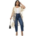 thumbnail image 4 of Women's Plus Size Kimono Floral Lace Cardigan Beach Cover Up Swimsuit, 4 of 7