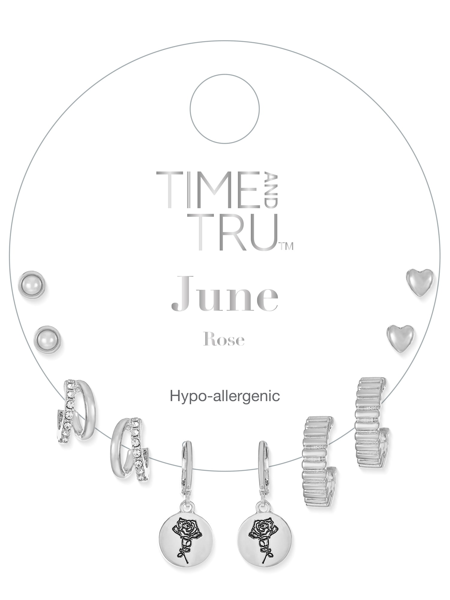 Time and Tru June RoseEarring Pack Silvertone