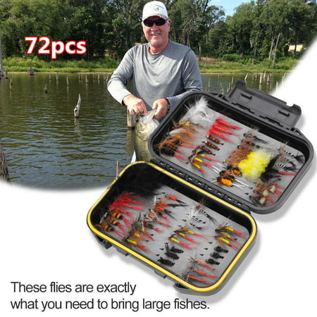 ANGGREK 72pcs Multi-color Fly Fishing Lure Handmade Flies Fishing Tackle Fly Box,Fly Lure,Fishing