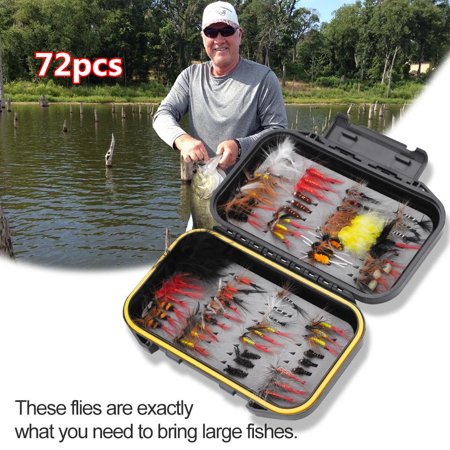 ANGGREK 72pcs Multi-color Fly Fishing Lure Handmade Flies Fishing Tackle Fly Box,Fly Lure,Fishing (Best Flies For Steelhead Fishing)