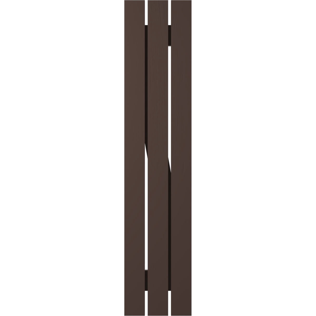 Ekena Millwork 11 1/2"W x 54"H Americraft Three Board (2 Batten) Exterior Real Wood Spaced Board-n-Batten Shutters w/ Z-Bar (Per Pair), Raisin Brown