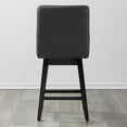 thumbnail image 5 of CHITA 26 inch Upholstered Swivel Fabric Counter Bar Stools with Back & Wood Legs Set of 2,Faux Leather in Black, 5 of 8