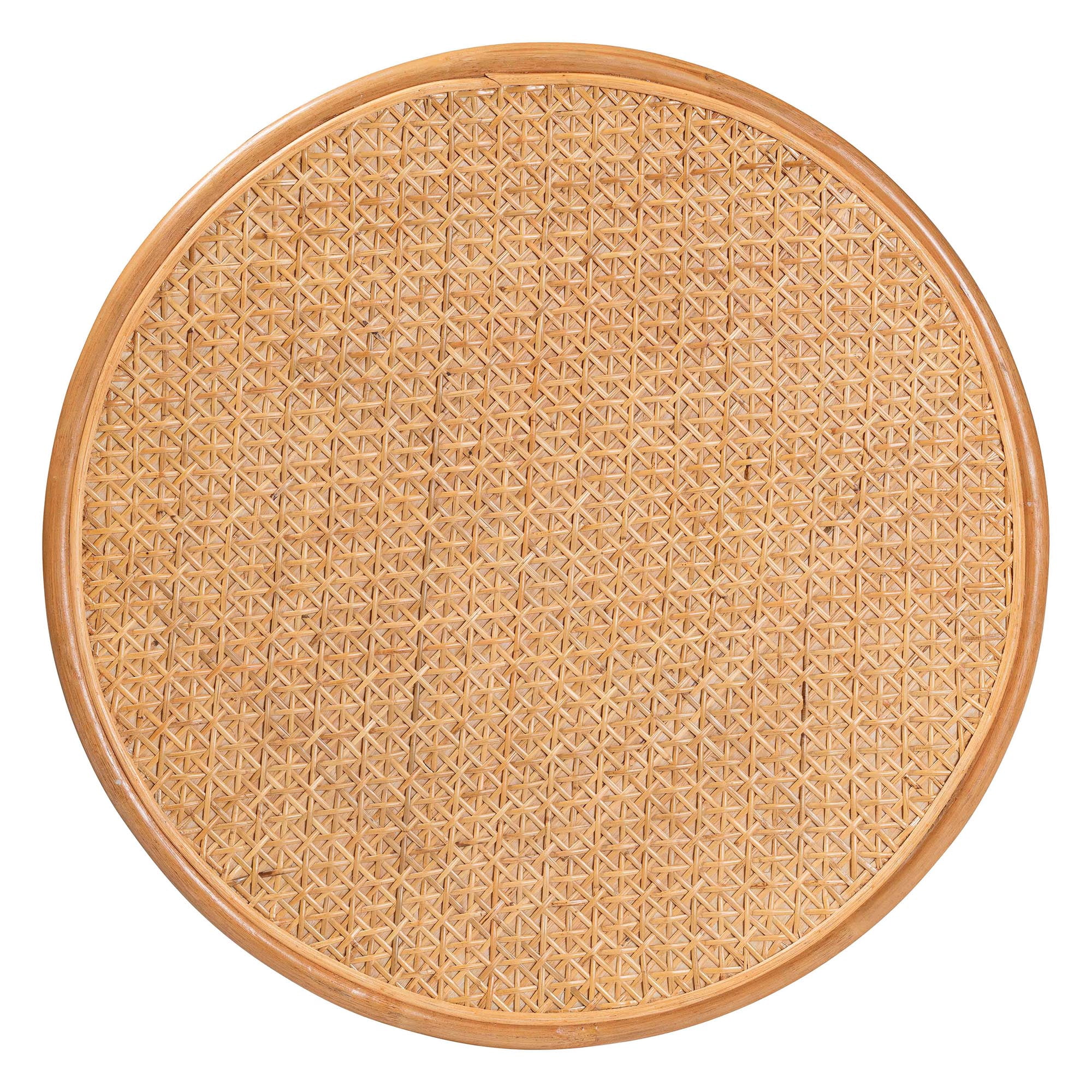 bali & pari Eldon Boho Coffee Table, Handwoven Natural Rattan, Honey