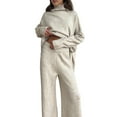 thumbnail image 2 of Womens Knit Lounge Set 2 Piece Sweater Top and Wide Leg Pants Soft Cozy Outfit for Fall Winter Khaki L, 2 of 7