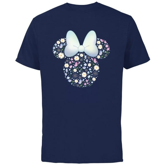 Disney Minnie Mouse April Birth Month Birthstone & Flowers - Short Sleeve Cotton T-Shirt for Adults - Customized-Navy