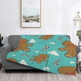 thumbnail image 4 of Christmas Flannel Throw Blanket Gingerbread Man Cane Candy Print Soft Flannel Cozy Blanket Lightweight All Season Fuzzy Blanket for Living Room Couch Sofa Car, 4 of 5