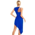 thumbnail image 2 of Jizyo Women's Lyrical Dance Costume Asymmetrical Skirted Leotard Modern Contemporary Dance Dress Royal Blue L, 2 of 7
