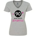 thumbnail image 3 of Inktastic 90th Birthday 90 and Still Gorgeous Women's V-Neck T-Shirt, 3 of 5