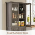 thumbnail image 6 of SELOOYE Modern Pantry Cabinet, 71-inch Tall Glass Display with Wood Doors, Adjustable Shelves, Grey, 6 of 7