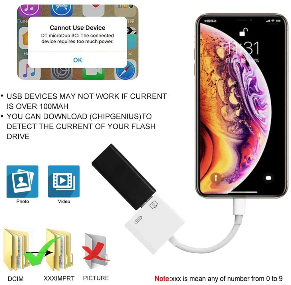 Buy Lightning to USB Camera Adapter with Charging Port, Lightning