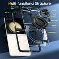 thumbnail image 2 of Dteck for Samsung Galaxy Z Flip 5 Case, Slim TPU Bumper Built in 360° Rotating Ring Kickstand Case Military Drop Protection Magnetic Mag Safe PC Clear Back Cover for Galaxy Z Flip 5,Black, 2 of 7