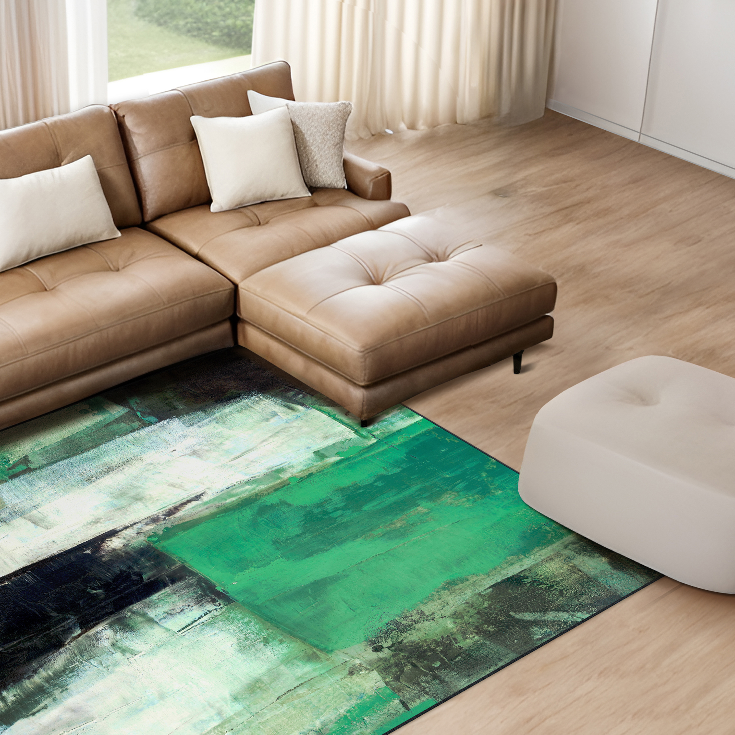 Verdure Washable Abstract Art Area Rug size 5'x8', Power-loomed, Heavenly Softness with Non-Slipping Backing