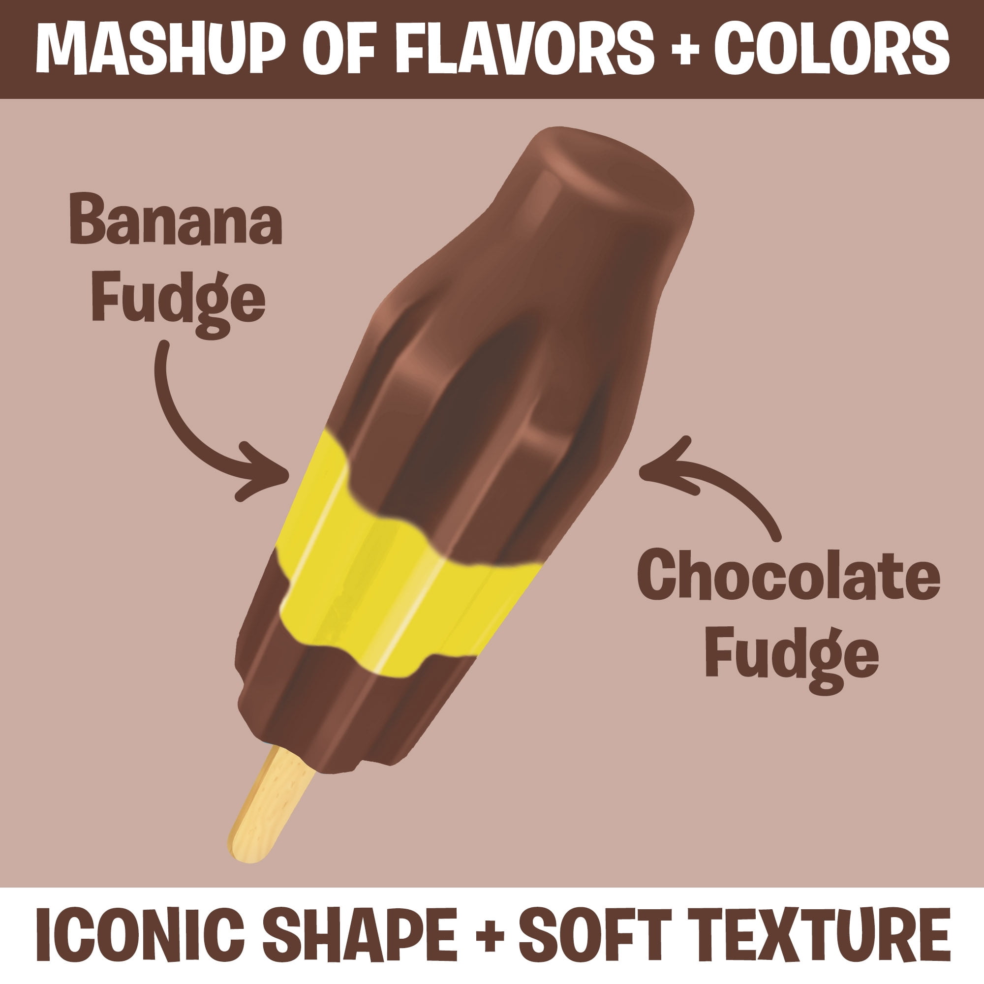 Bomb Pop Banana Fudge Freeze Ice Pop, Frozen Freezer Dessert, 12 Pack