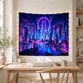 thumbnail image 5 of Digital Futuristic Cyberpunk With Cityscape At Night, Mystical Fantasy for Space Lovers, Galaxy Room Decor, Housewarming Gift, Tapestry Wall Hanging for Bedroom and Dorm, 5 of 7