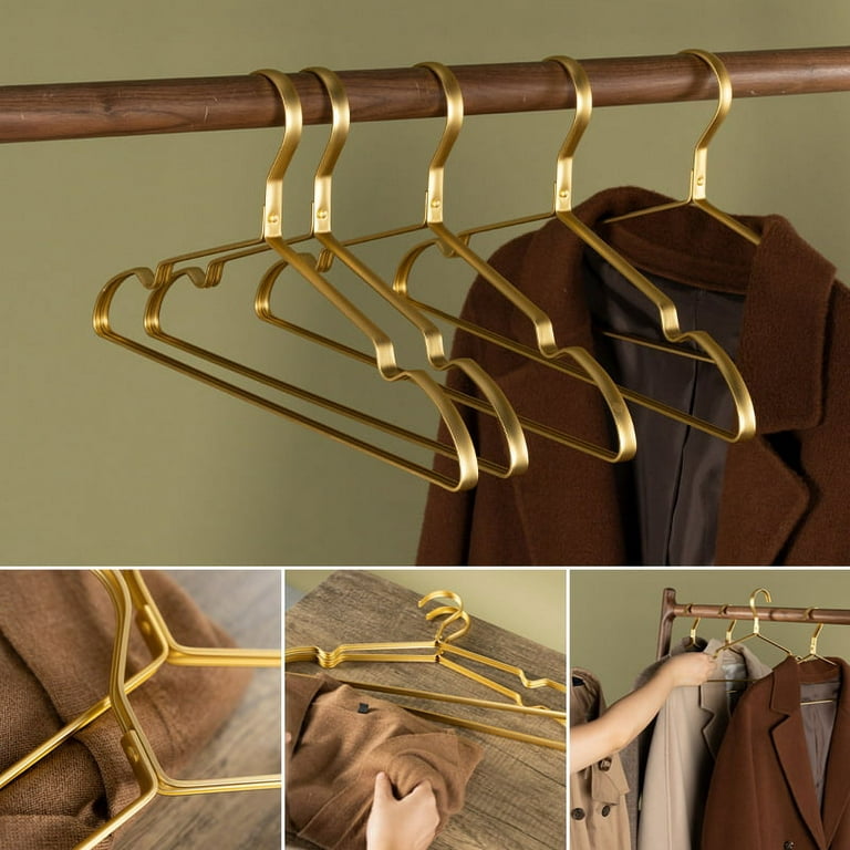 Beautiful 100 Gold Aluminum Metal Suit Hangers Heavy Duty Coat Hangers (100  Pack Gold) 