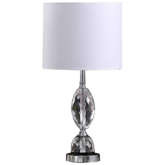 24" Silver Crystal Standard Table Lamp With White Shade