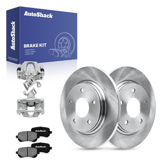 AutoShack Rear Solid Brake Rotors   Ceramic Pads   Calipers 8-PC Brake Kit Replacement for 2009-2012 Dodge Journey 12" (304.9 mm)