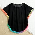 thumbnail image 4 of Girls Swim Cover Up Beach Swimwear Coverup Swimsuit Wraps with Pom Pom Trim, 4 of 6