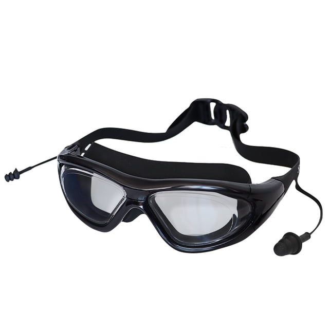 -Fog Swim Goggles Set Including Earplugs for Clear 180 in Pool Training and Lap Swimming