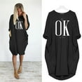 thumbnail image 2 of Yanluna Robe d'Été Ample pour Femmes C'est OK Ne t'Inquiète Pas Imprimé Col Rond Manches Longues Poche Confortable Décontractée Grande Taille, 2 of 7