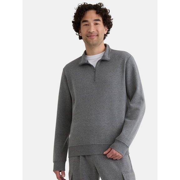 Athletic Works Men's Active Fleece Quarter Zip Sweatshirt, Size XS-5XL