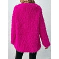 thumbnail image 4 of RED DOT BOUTIQUE - Plus Size Open Front Statement Waterfall Collar Long Sleeves Fuzzy Coat Jacket Hot Pink Fuchsia, 4 of 5