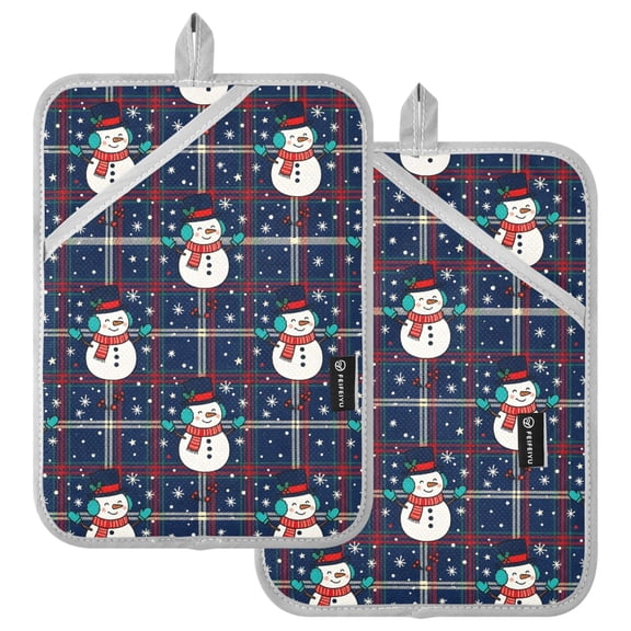 Ryvnso Happy Snowmans Pattern Oven Mitts Heat Resistant Pot Holders Set of 2 Hot Pads