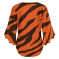thumbnail image 6 of Wild Tiger Stripe Pattern Women's V-Neck Blouse With 3/4 Ruffled Bell Sleeves Casual Top Ladies Blouses, 6 of 7
