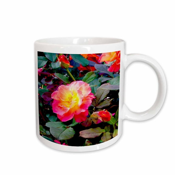 3drose, Josephs Coat Rose, Lovely Colorful Josephs Coat, 15oz Mug