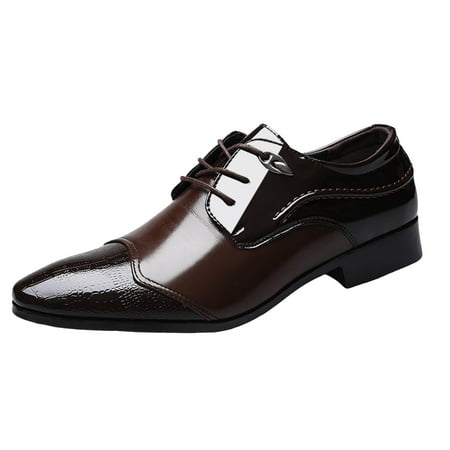 adviicd Mens Shoes for Suits Formal Shoes Dress Oxford for Men Lace Up Round Toe Vegan Leather Patchwork Derby Shoes (Brown 10.5)
