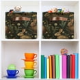 thumbnail image 6 of Yayeee 2 Pack Canvas Storage Basket with Handles for Shelves Fabric Bins Closet Organizer, Brown Floral Rabbits Pattern, 6 of 8