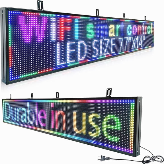 programmable led sign custom scrolling digital signage display screen outdoor for business electronic message board advertising marquee word light Wifi Control High Brightness Neon 77"X14"